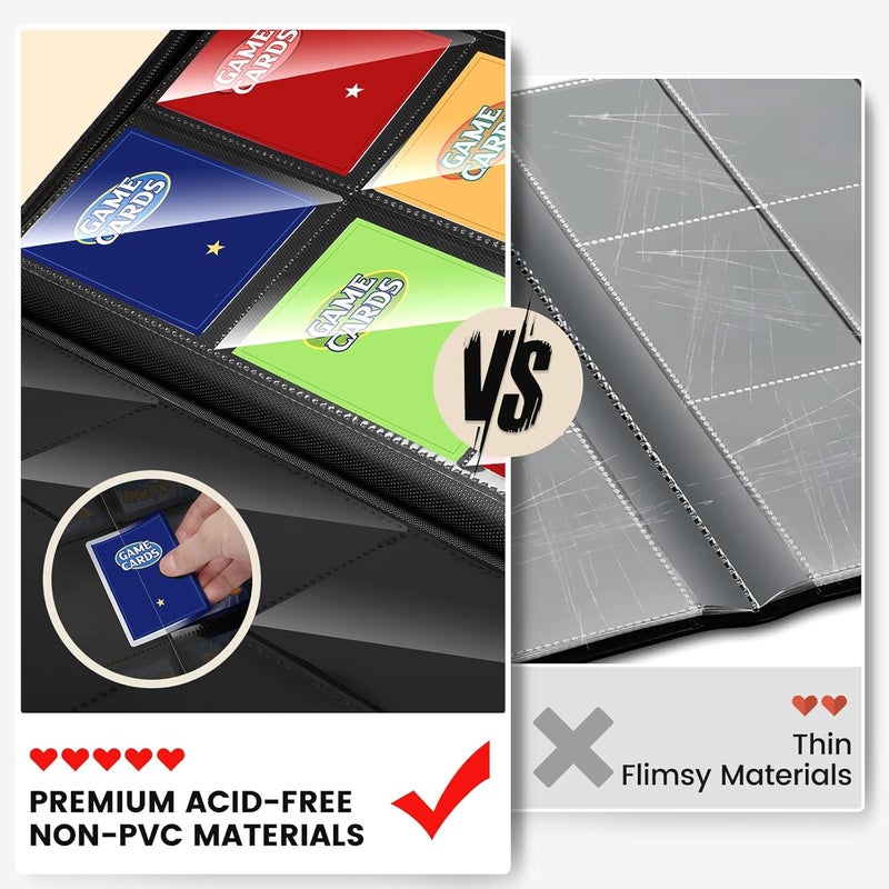 lanfrom 9 Pocket Card Binder, Premium Ringless Trading Card Binder 360 Side Loading Pocket PU Card Collection Binder, Sturdy Collectible Card Albums Card Folder for MTG, TCG, Sports Cards, Game Cards-Green - Image 2